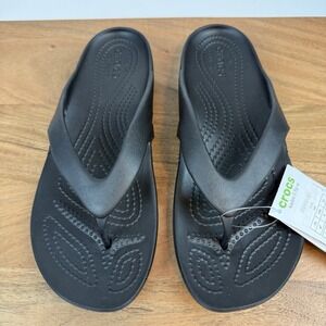 New Womens Crocs Kadee II Black Flip Flops Thong Sandals Size 7 M